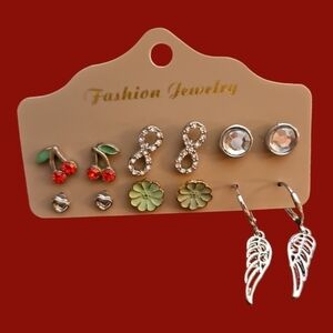 3/$30 Vintage Assorted Post and Dangle Earrings Flower Cherry Angel Wing Hearts